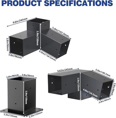 Εξωτερικό Pergola Εργαλεία Κιτ 4x4 ίντσες 3 Δρόμους Τριδιάστατες μεταλλικές αγκάλες